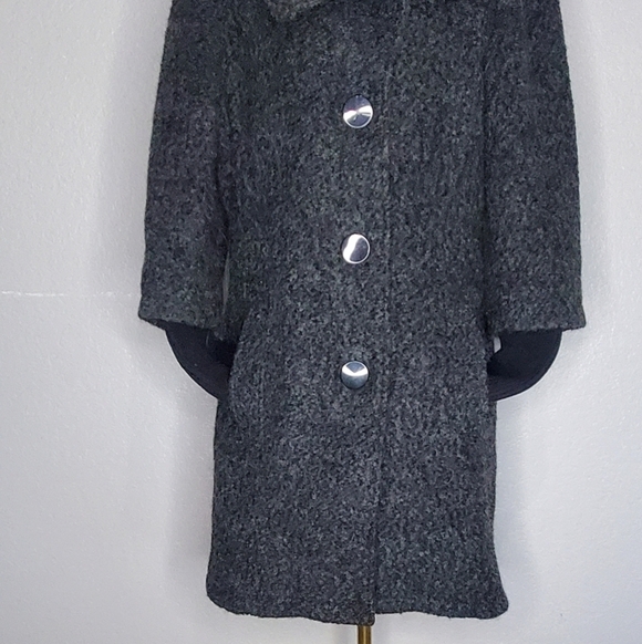 Mossimo Heathered Gray & Black Wool Blend Long Over Coat Trench Coat Size Large - Picture 3 of 10
